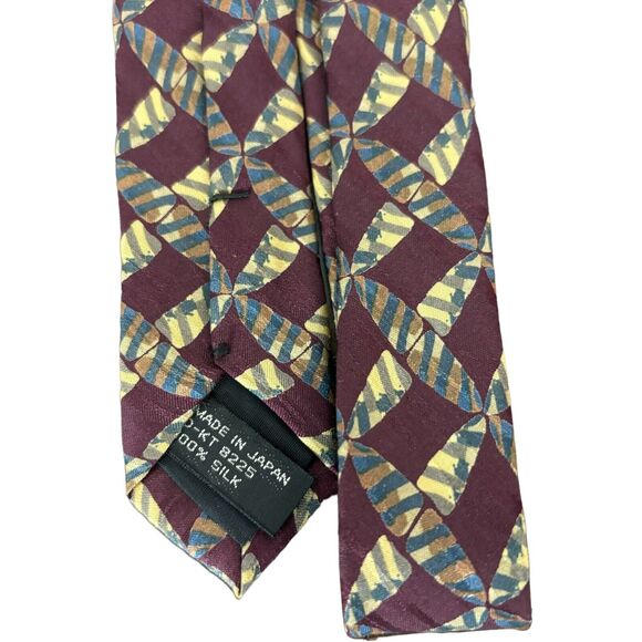 Jhane Barnes Original Fabric 100% Silk Japan Burgundy Brown Tie - Picture 2 of 4